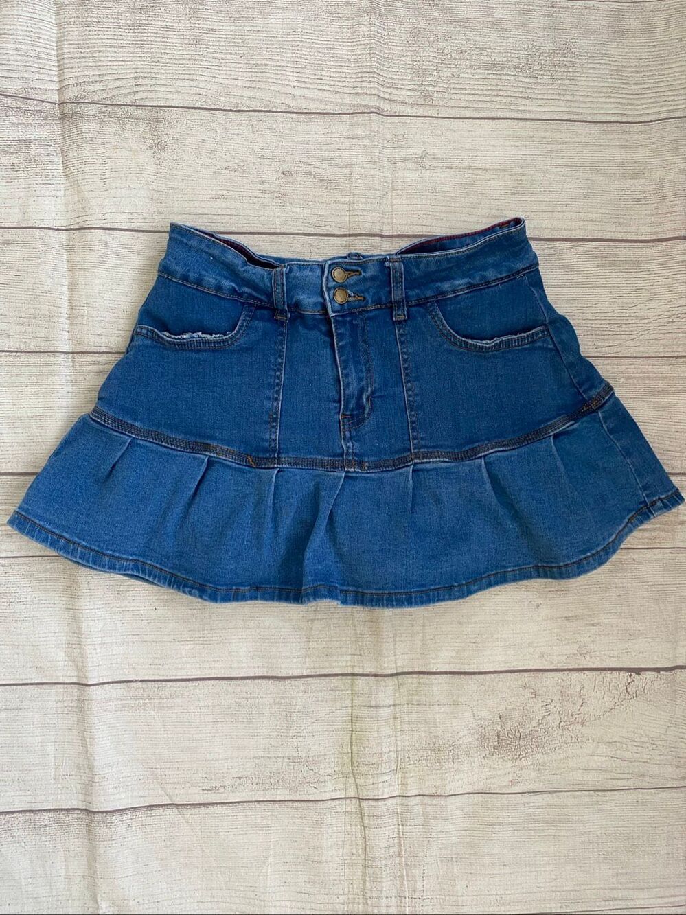 Roma Brand women XS jean skort w/flare skirt blue